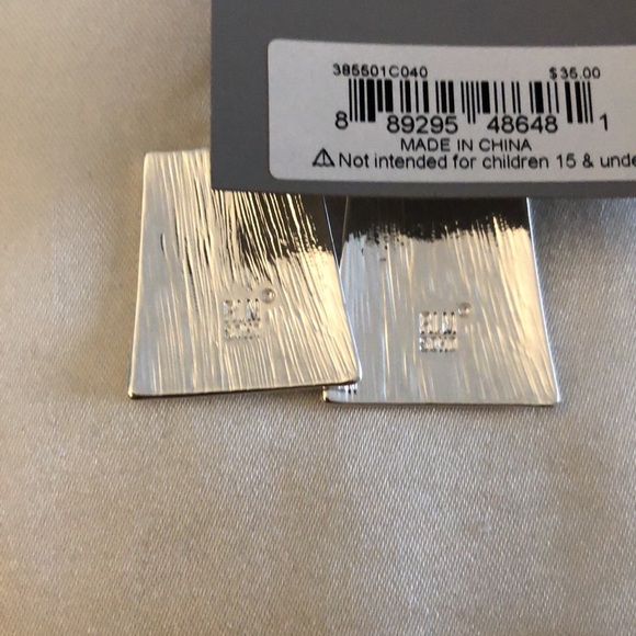 Robert Lee Morris Silver Tone Hammered Geometric Square Drop Earrings NWT - Picture 9 of 11